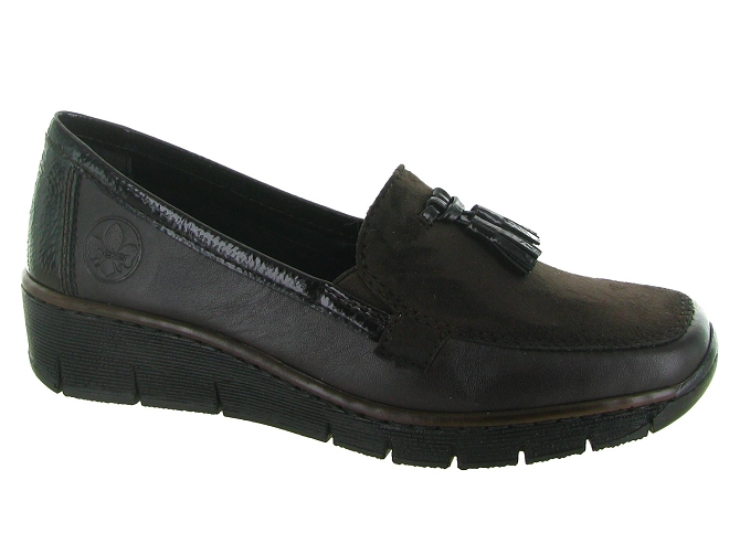 mocassins - Compensé - femme - Cuir - Marron - Rieker