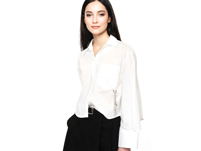 chemise - MANCHE LONGUE - vetement femme - Coton - Blanc - Imperial fashion