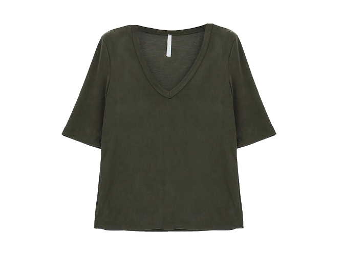 tee shirt - MANCHE COURTE - vetement femme - Coton - Kaki - Imperial fashion