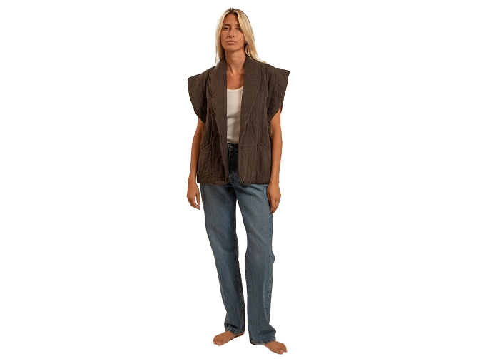 veste - SANS MANCHE - vetement femme - Coton - Chocolat - Aokyanos