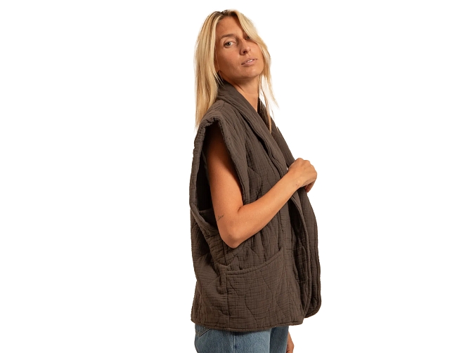 veste - SANS MANCHE - vetement femme - Coton - Chocolat - Aokyanos5990201_2