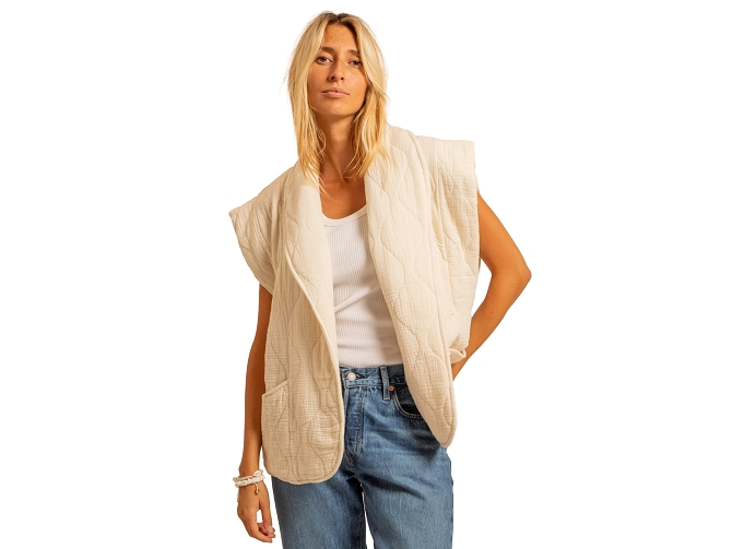 veste - SANS MANCHE - vetement femme - Coton - Crème - Aokyanos