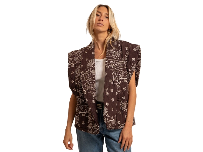 veste - SANS MANCHE - vetement femme - Coton - Chocolat - Aokyanos