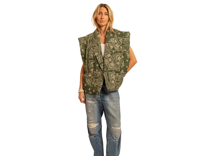 veste - SANS MANCHE - vetement femme - Coton - Kaki - Aokyanos