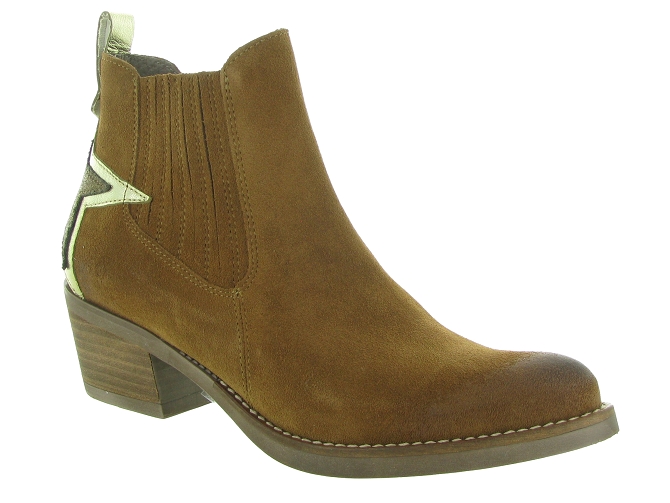 bottines et boots - Santiag - femme - Cuir - Camel - Minka design