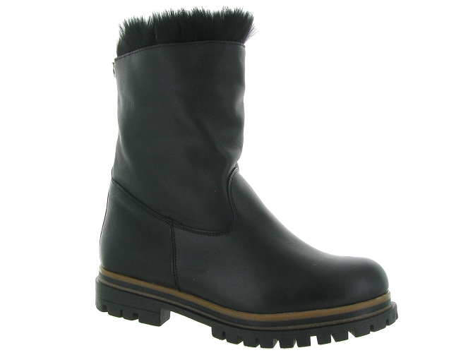 apres ski bottes fourrees - Chaussure neige - femme - Cuir - Noir - La thuile