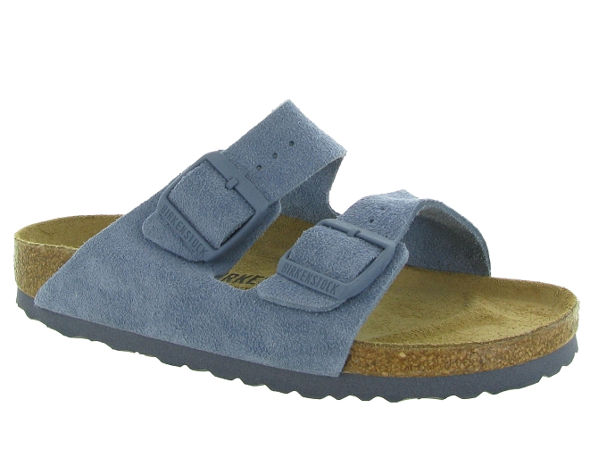 sandales et nu pieds - Mule Sabot - femme - Cuir - Bleu jean - Birkenstock