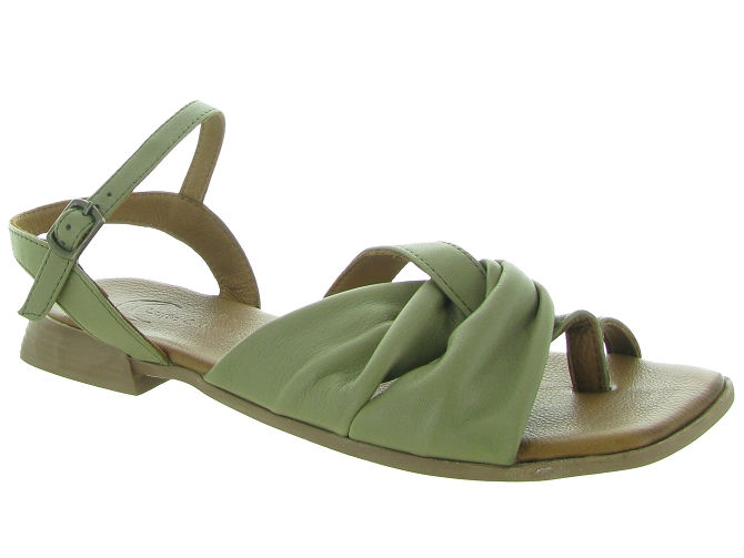 sandales et nu pieds - Casual - femme - Cuir - Kaki - Lune et lautre