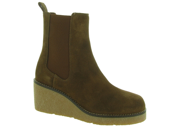 bottines et boots - Chelsea - femme - Cuir - Marron - Unisa
