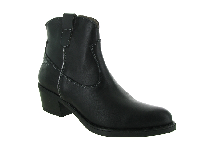 bottines et boots - Santiag - femme - Cuir - Noir - Minka design