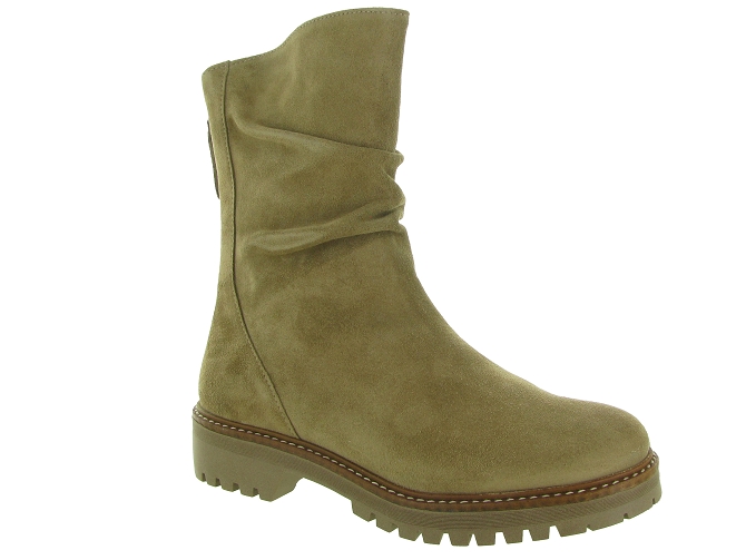 bottines et boots - Motardes - femme - Nubuck - Beige - Reqins
