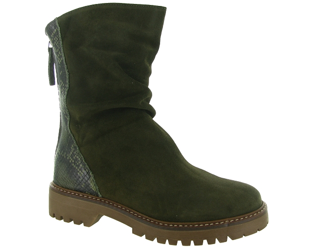 bottines et boots - Motardes - femme - Nubuck - Kaki - Reqins