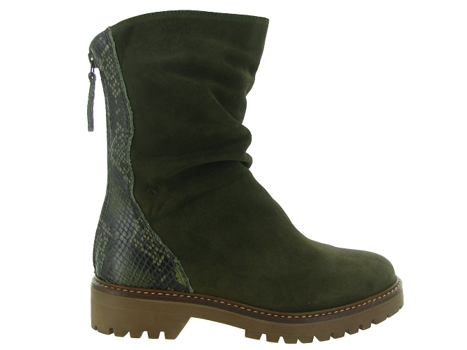 bottines et boots - Motardes - femme - Nubuck - Kaki - Reqins6722003_2