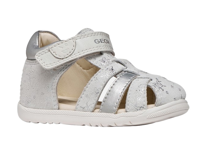 sandales et nu pieds - Semelle souple - bebe fille - Cuir laminé - Argent - Geox