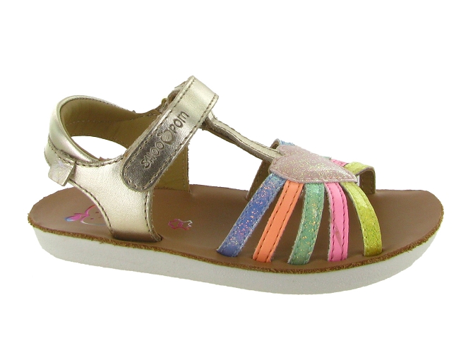 sandales et nu pieds - Semelle souple - junior fille - Cuir - Or - Shoo pom