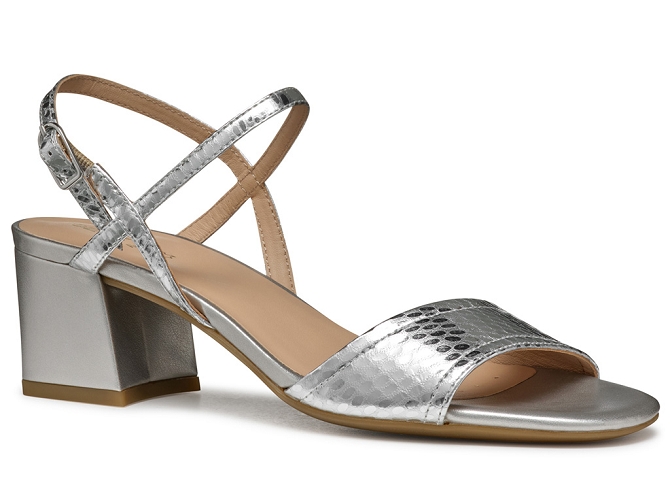 sandales et nu pieds - Confort - femme - Cuir - Argent - Geox