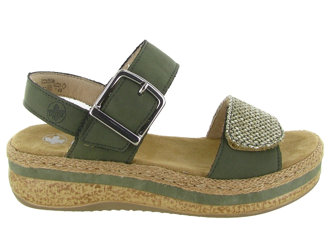 sandales et nu pieds - Confort - femme - Cuir - Kaki - Rieker6784402_2
