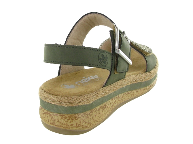 sandales et nu pieds - Confort - femme - Cuir - Kaki - Rieker6784402_5