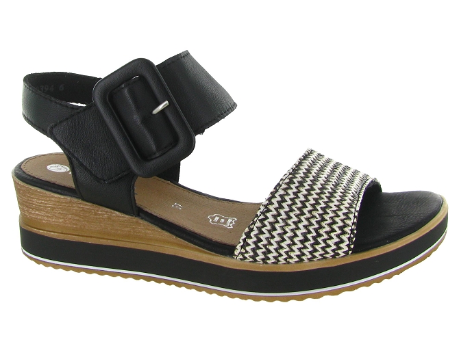 sandales et nu pieds - Confort - femme - Cuir - Noir - Remonte