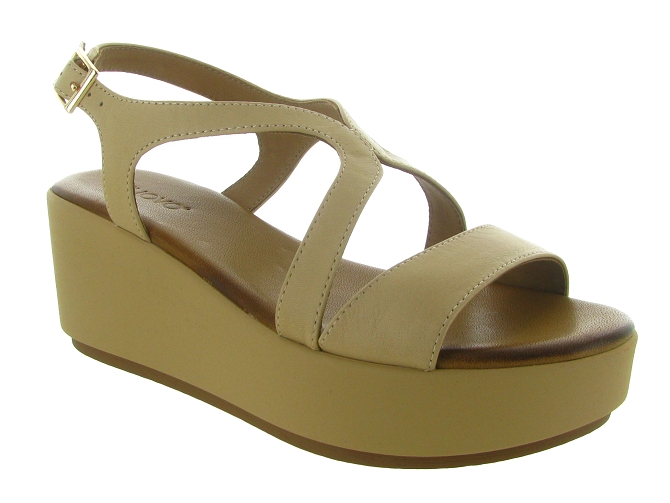sandales et nu pieds - Confort - femme - Cuir - Beige - Inuovo