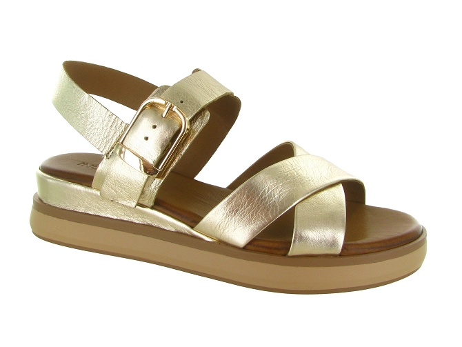 sandales et nu pieds - Confort - femme - Cuir laminé - Or - Inuovo