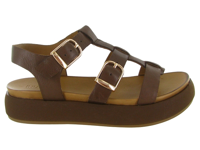 sandales et nu pieds - Confort - femme - Cuir - Marron - Inuovo6793202_2