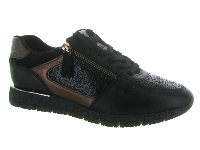 baskets et sneakers - Confort - femme - Cuir - Noir - Tamaris