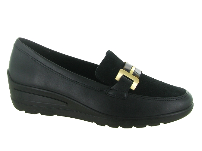 mocassins - Compensé - femme - Cuir - Noir - Ara