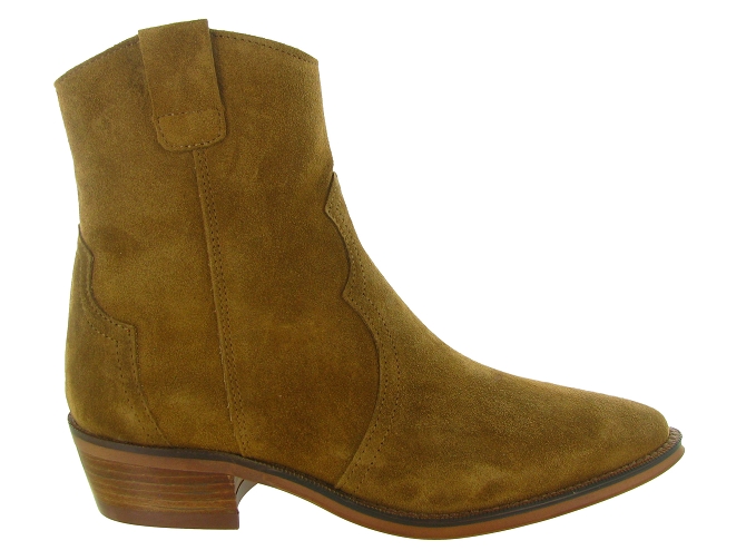 bottines et boots - Santiag - femme - Nubuck - Camel - Alpe6808601_2
