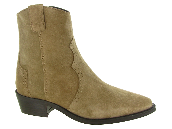 bottines et boots - Santiag - femme - Nubuck - Taupe - Alpe