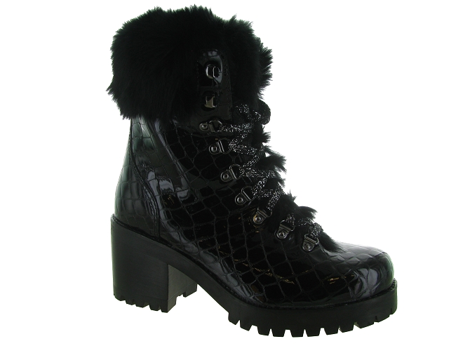 apres ski bottes fourrees - Chaussure neige - femme - Cuir - Noir - New italia shoes