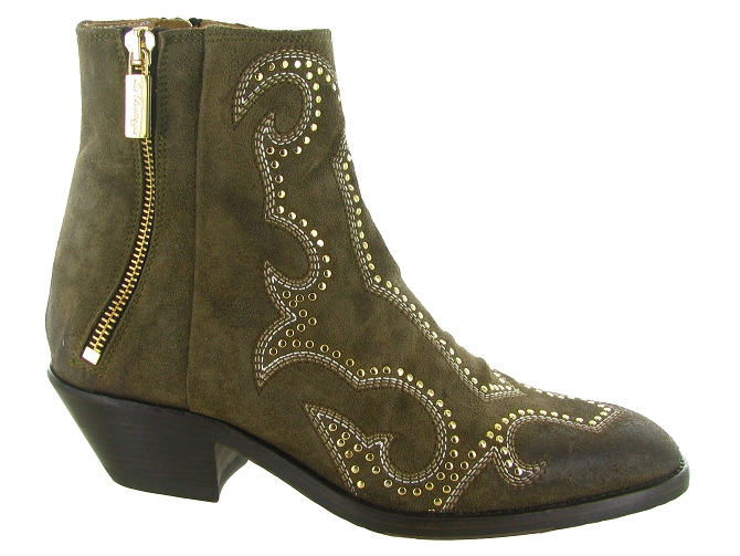 bottines et boots - Santiag - femme - Nubuck - Kaki - La bottega di lisa