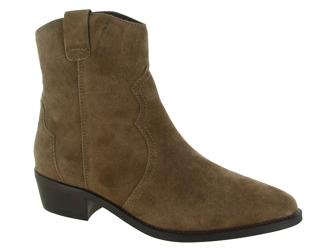 bottines et boots - Santiag - femme - Nubuck - Taupe - Another trend