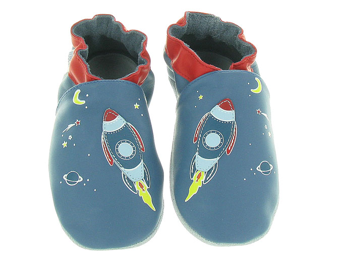 chaussons et pantoufles -  - bebe mixte - Cuir - Bleu - Robeez