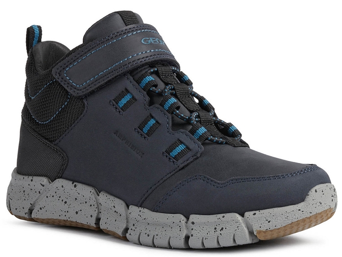 chaussures a scratch -  - junior garcon - Nubuck - Bleu Marine - Geox