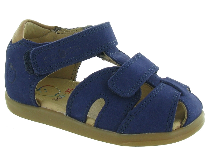 sandales et nu pieds - Semelle souple - bebe garcon - Cuir - Bleu Marine - Shoo pom