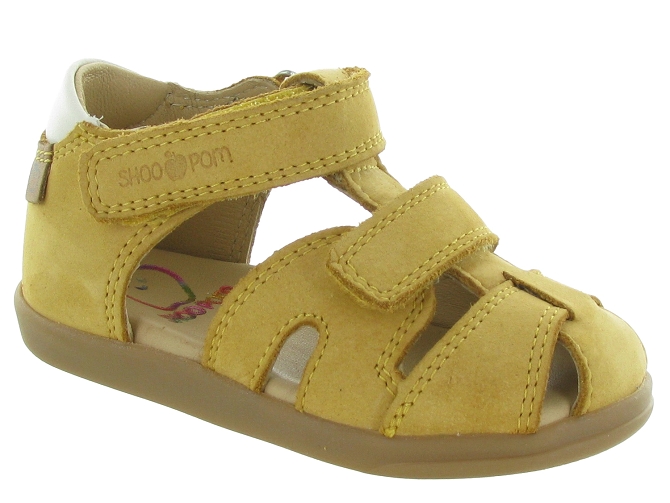 sandales et nu pieds - Semelle souple - bebe garcon - Cuir - Jaune - Shoo pom