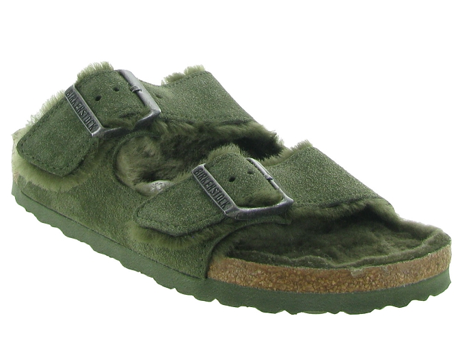 chaussons et pantoufles - Mules Sabots - femme - Nubuck - Kaki - Birkenstock