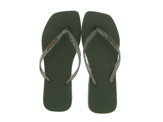 Havaianas sandales et nu pieds square logo metallic kaki