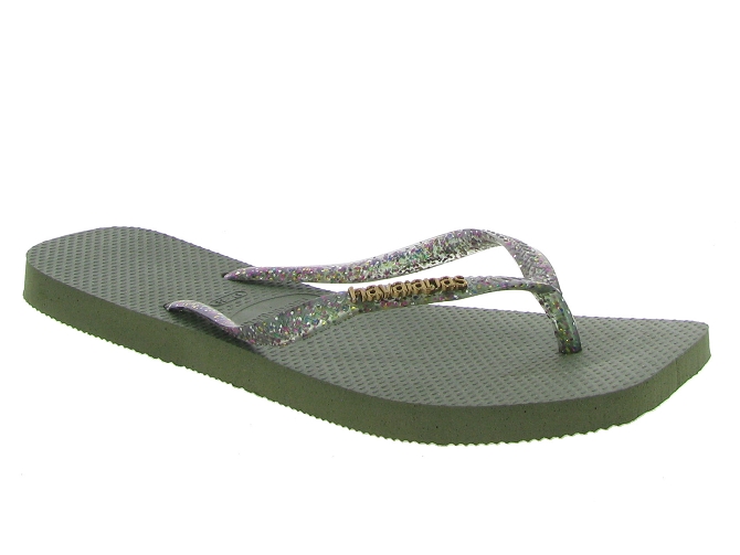 Havaianas sandales et nu pieds square logo metallic kaki7293601_2