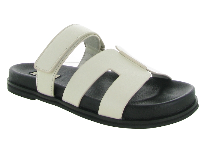 sandales et nu pieds - Mule Sabot - femme - Cuir - Beige - Bibi lou
