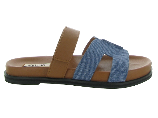 sandales et nu pieds - Mule Sabot - femme - Cuir - Bleu - Bibi lou7370501_2