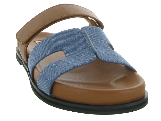 sandales et nu pieds - Mule Sabot - femme - Cuir - Bleu - Bibi lou7370501_3