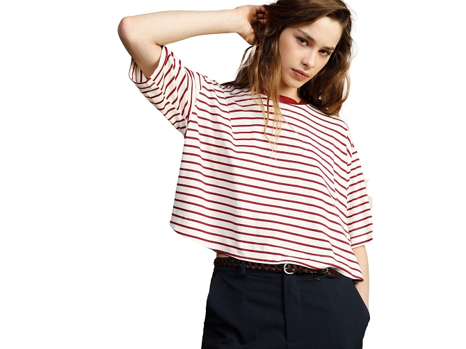 tee shirt - MANCHE COURTE - vetement femme - Coton - Rouge - Dixie7410301_2
