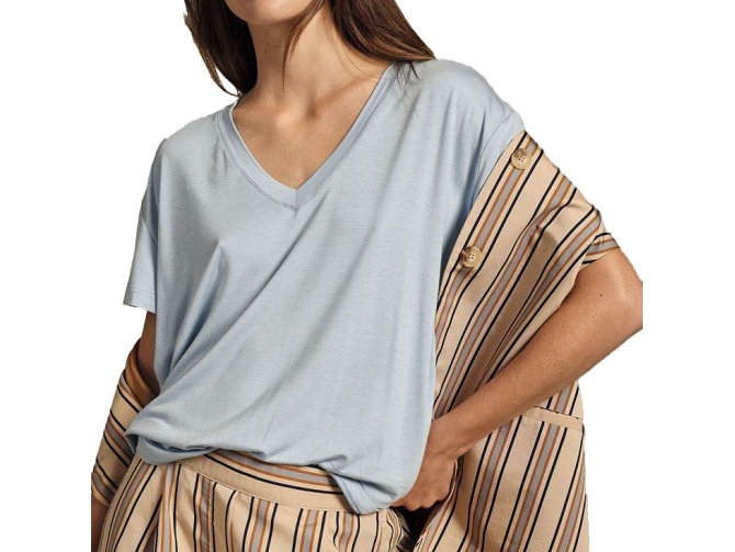 tee shirt - MANCHE COURTE - vetement femme - Coton - Bleu - Dixie7410502_3