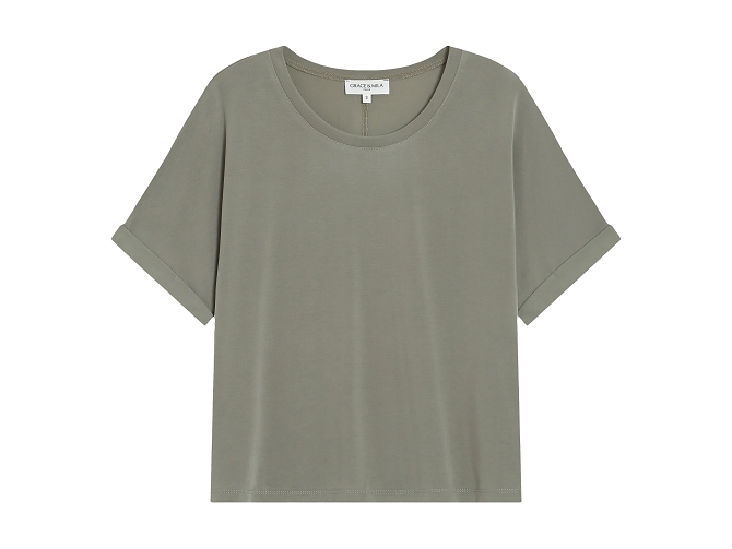 tee shirt - MANCHE LONGUE - vetement femme - Synthétique - Kaki - Grace and mila