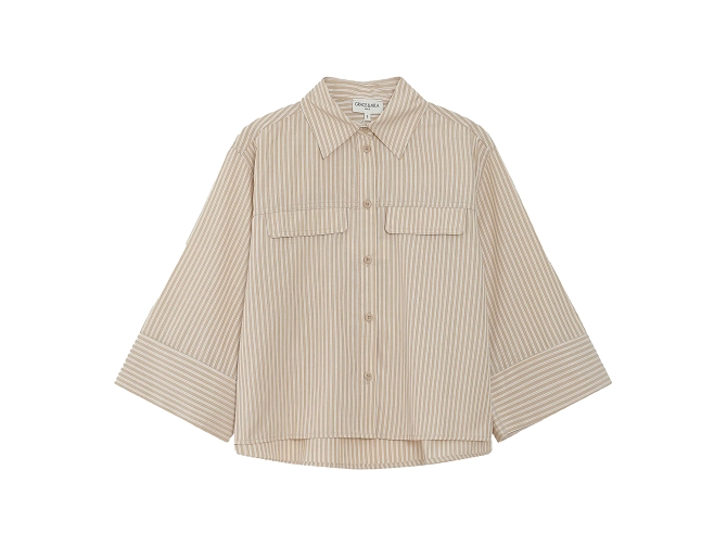 chemise - MANCHE LONGUE - vetement femme - Coton - Beige - Grace and mila