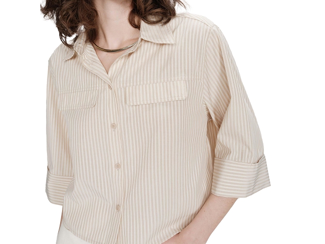 chemise - MANCHE LONGUE - vetement femme - Coton - Beige - Grace and mila7413701_2