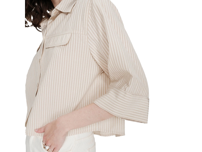 chemise - MANCHE LONGUE - vetement femme - Coton - Beige - Grace and mila7413701_4
