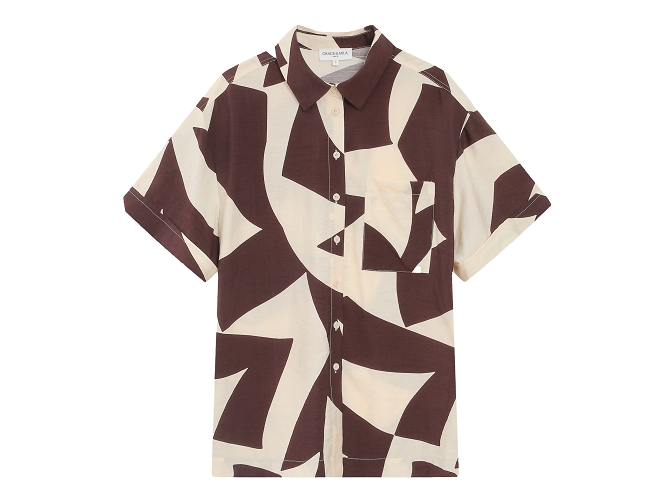 chemise - MANCHE COURTE - vetement femme - Synthétique - Chocolat - Grace and mila